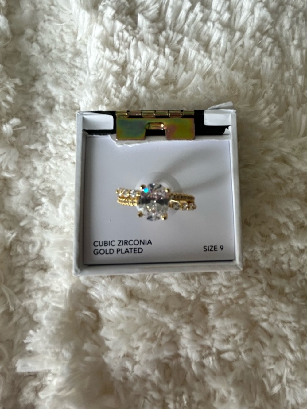 Gold-Plated Cubic Zirconia Halo Ring - Size 9 - Picture 4 of 5